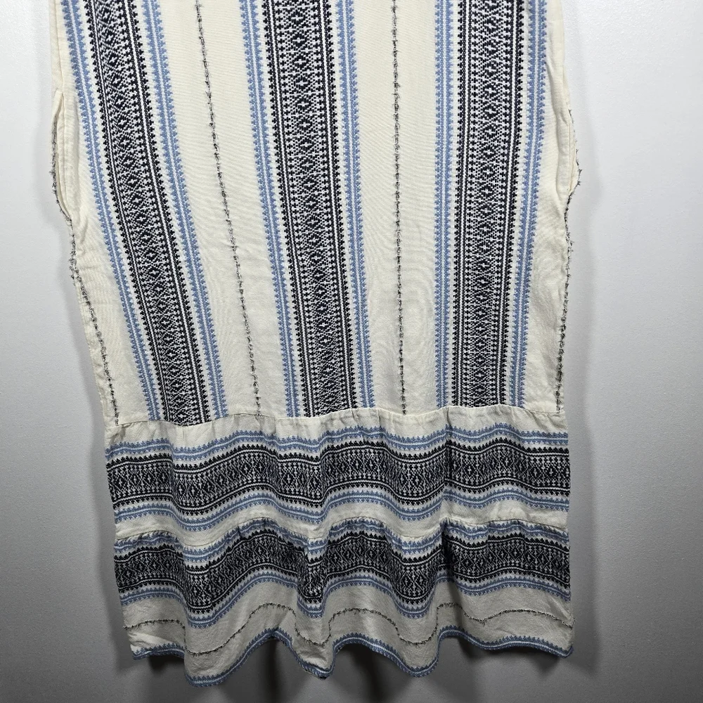 J. Jill Embroidered Textured Stripe Cotton Sleeveless Midi Dress Large Tall